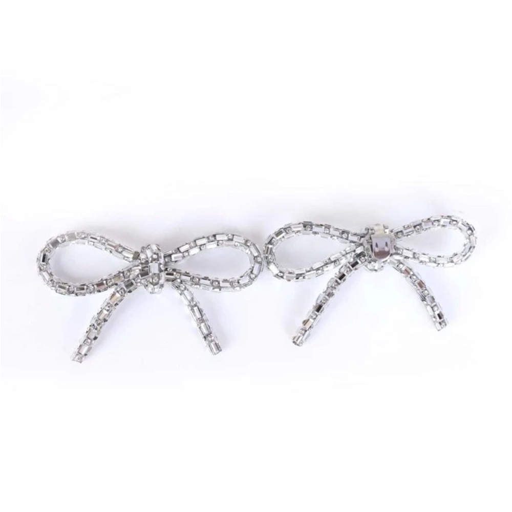 Brand New 2pcs Rhinestone Bow Design Removable Shoe Clips